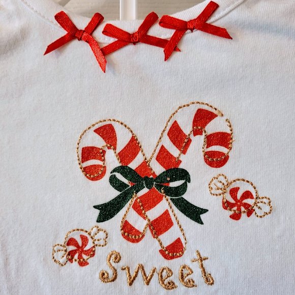 NWT Candy Canes "Sweet" Christmas/Holiday Two Piece w/Matching Socks-Sz 6 mos! - Picture 3 of 15
